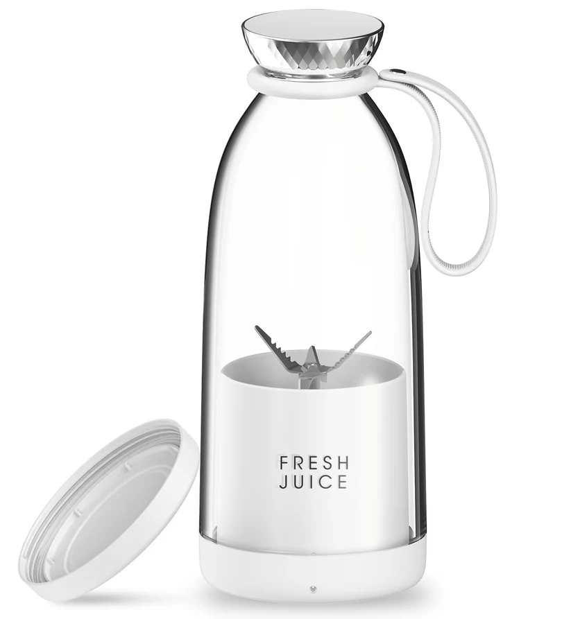 Liquidificador portátil Fresh Juice branco com tampa e alça
