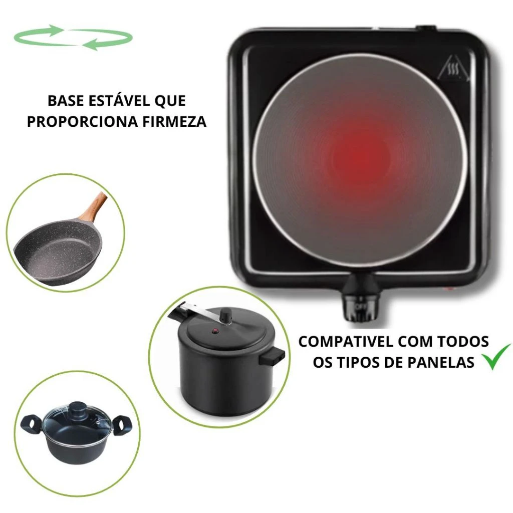Base estável compatível com todos os tipos de panelas