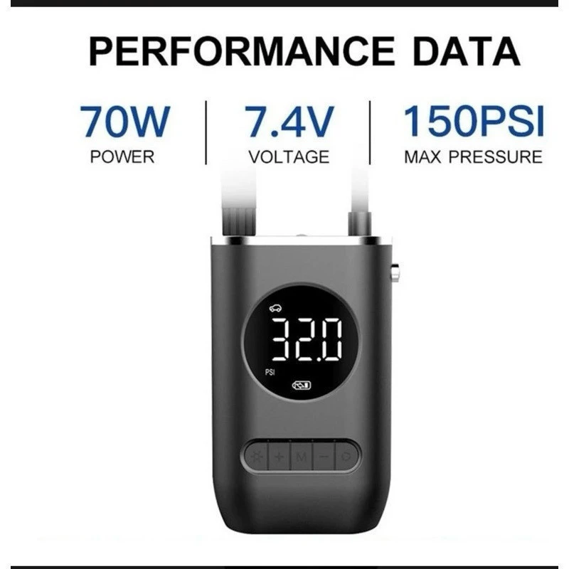 Performance: 70W, 7.4V, 150 PSI de pressão máxima