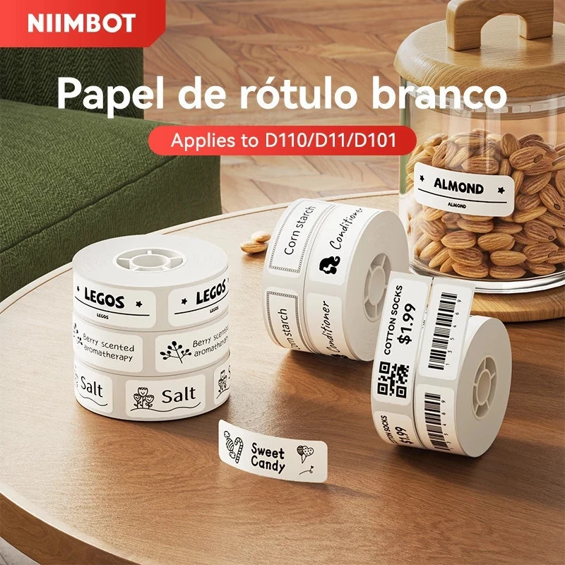 Exemplos de etiquetas NIIMBOT em potes e produtos