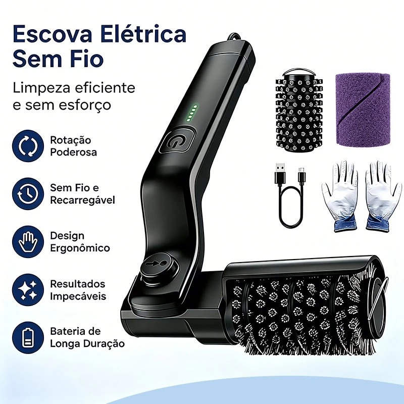 Escova elétrica para limpeza de grelha em uso