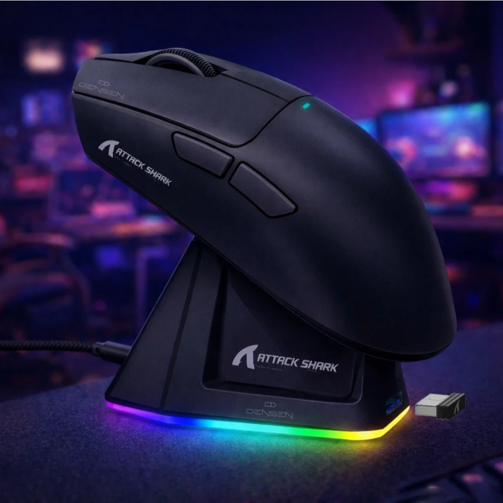 Mouse Gamer Attack Shark X11 Sem Fio 3 em 1 · Base RGB (Preto/Branco)