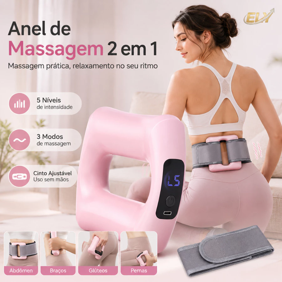 Massageador Muscular Anel 2 em 1 · 5 Níveis + Cinto Ajustável