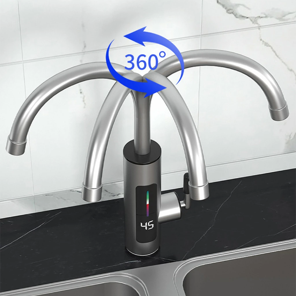 Torneira Elétrica Inox 220V com Visor Digital e Giro 360°