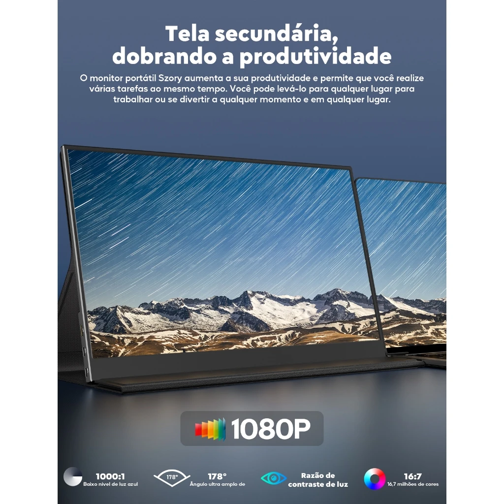 Detalhes do monitor portátil 15.6 polegadas